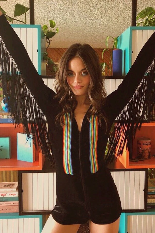 Rainbow Chaser Romper in Black