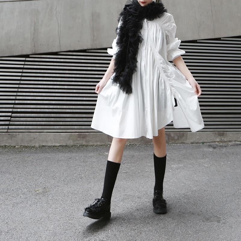white pleated blouse dress Pleated cotton poplin shirt dress in white - S Max Mara
