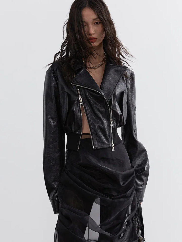 Bataduh Vegan Leather Zipper Jacket