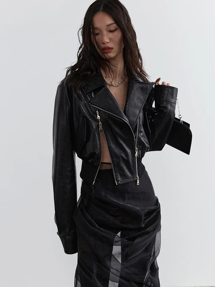 Bataduh Vegan Leather Zipper Jacket