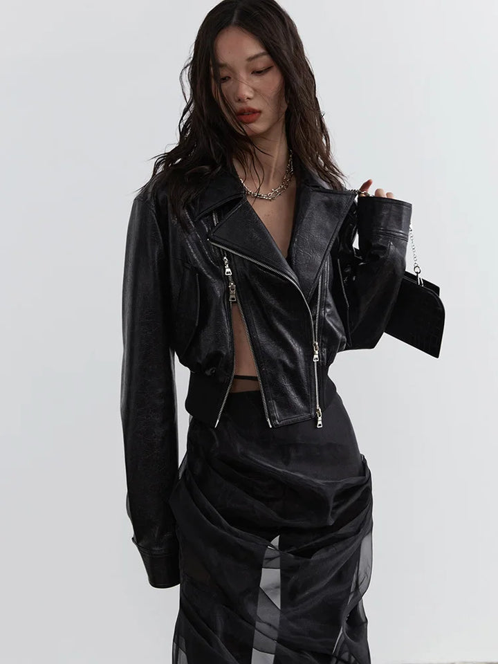 Bataduh Vegan Leather Zipper Jacket