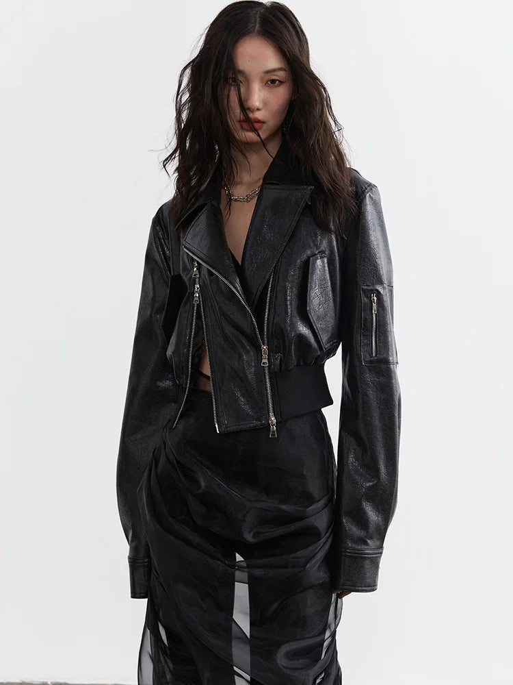 Bataduh Vegan Leather Zipper Jacket