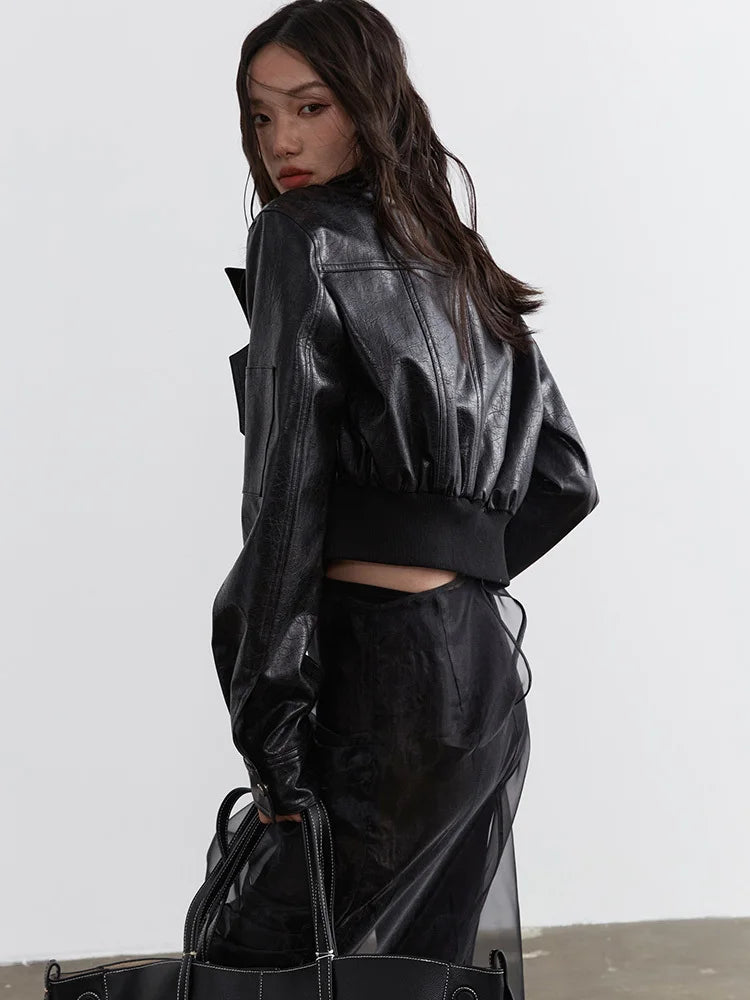 Bataduh Vegan Leather Zipper Jacket