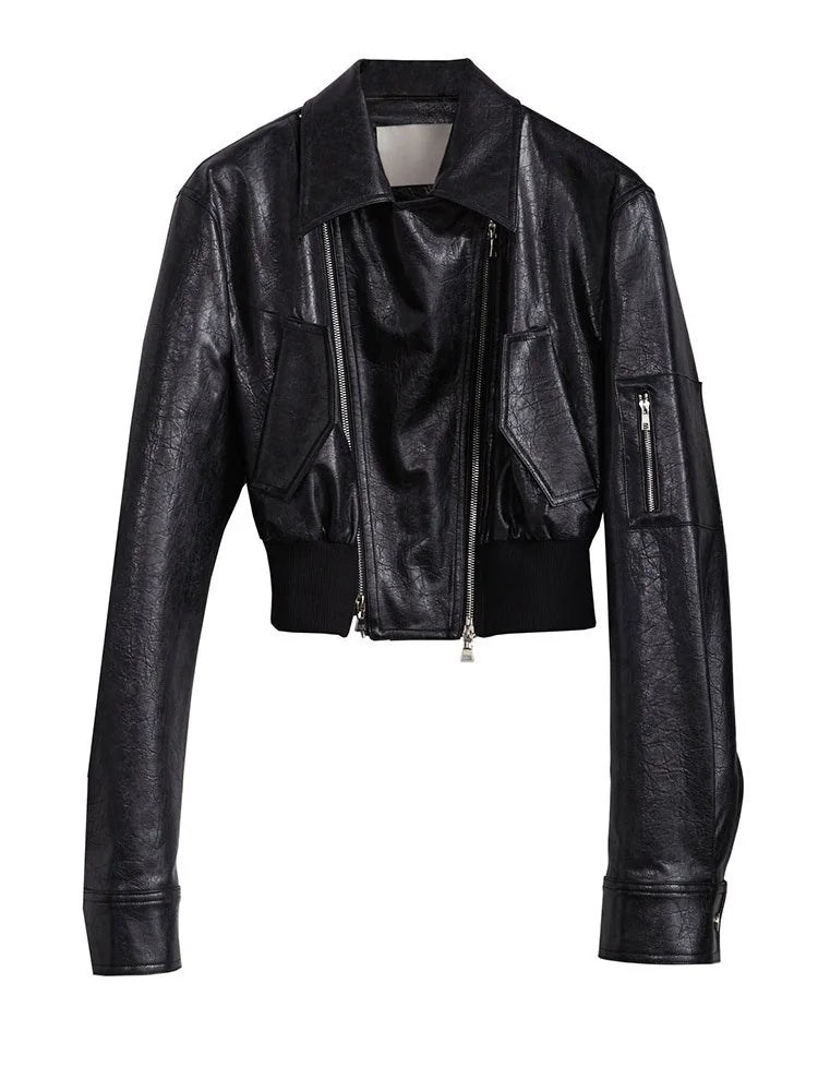 Bataduh Vegan Leather Zipper Jacket