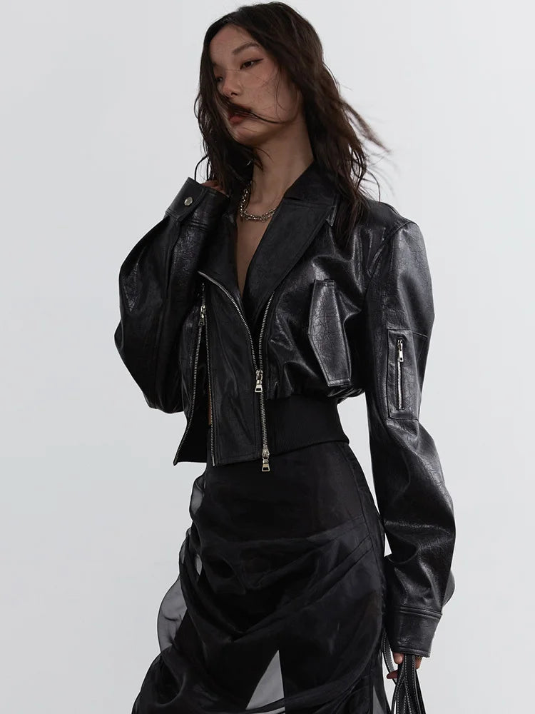 Bataduh Vegan Leather Zipper Jacket