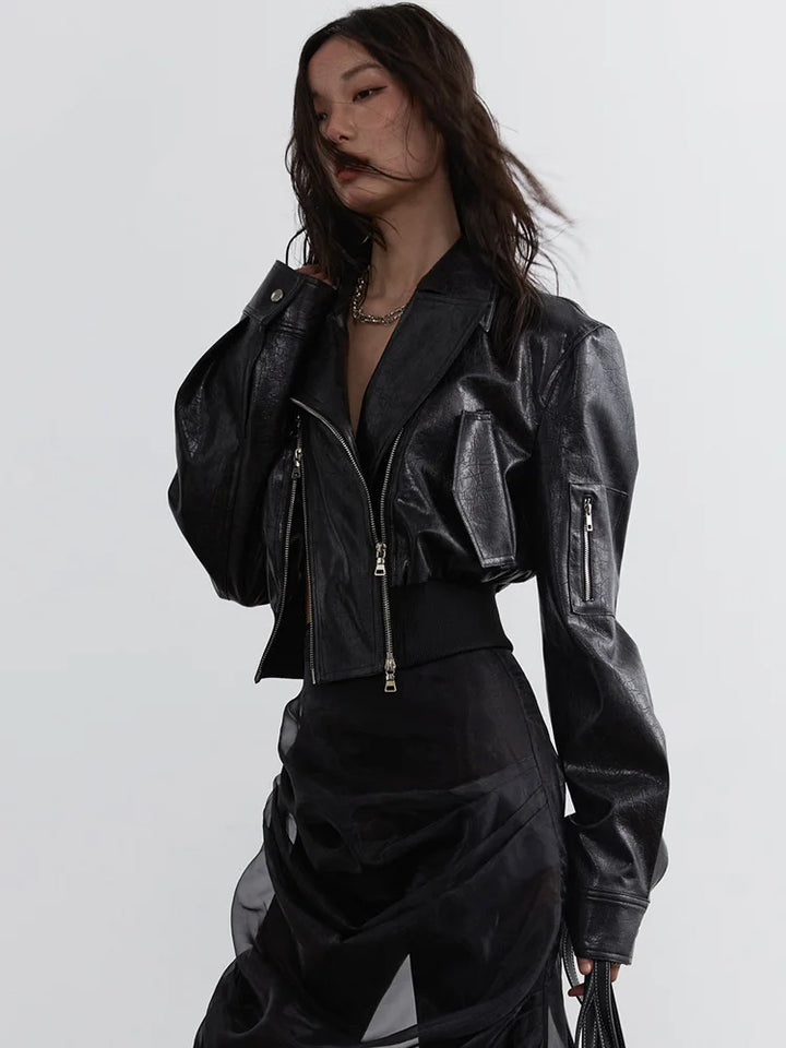 Bataduh Vegan Leather Zipper Jacket
