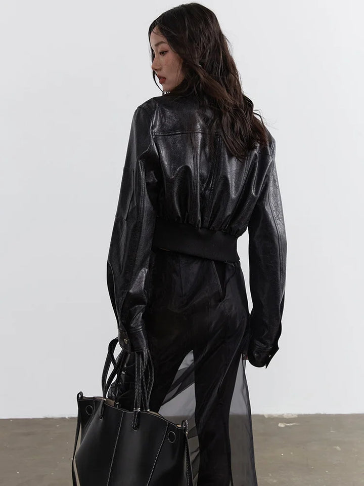 Bataduh Vegan Leather Zipper Jacket