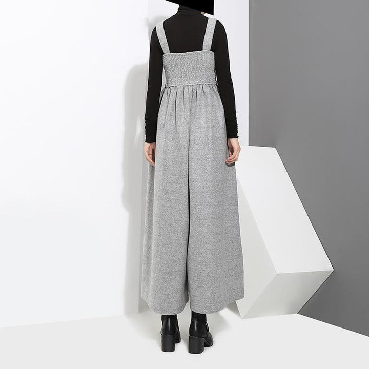 Jucee Wide Leg Overalls - Gray