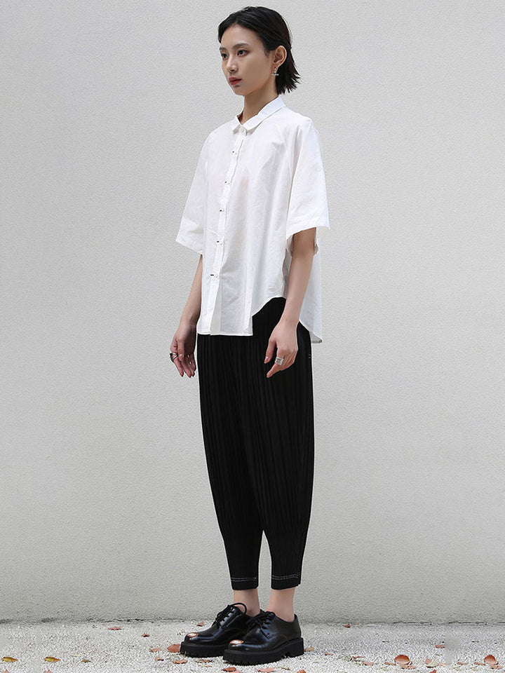 Binus Half Sleeve Lapel Blouse