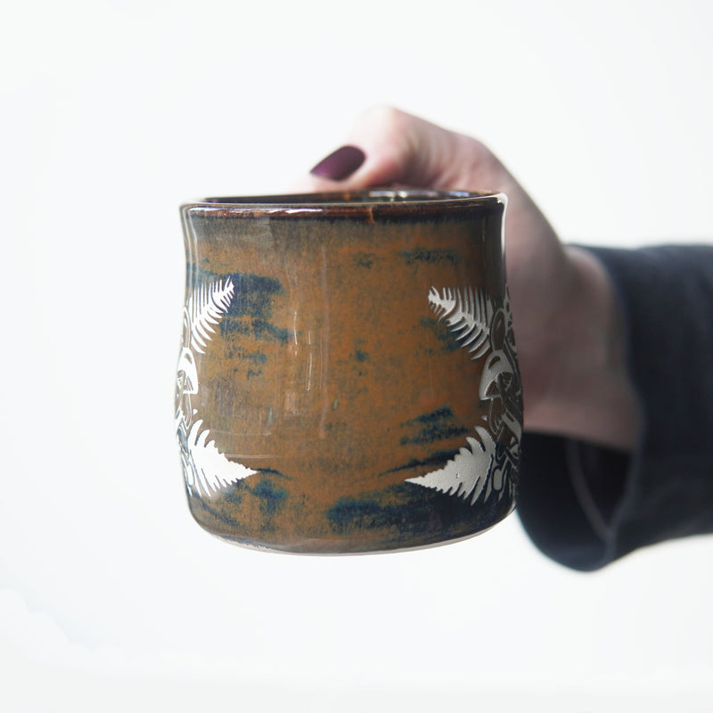 Mushroom + Ferns Mug - Hearth Collection Handmade Pottery