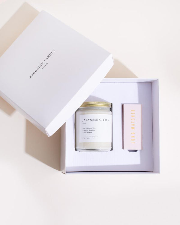 Minimalist Candle + Matchbox Gift Set