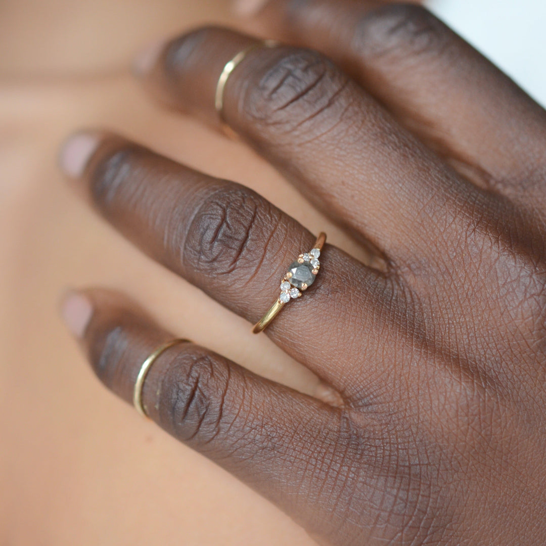 Salt and Pepper Rustic Diamond Engagement Ring