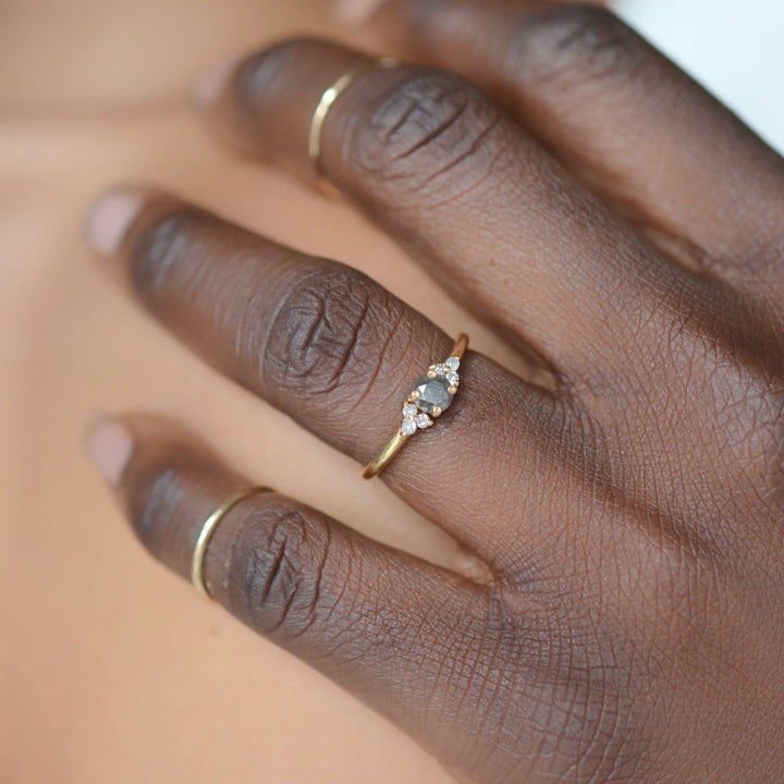 Salt and Pepper Rustic Diamond Engagement Ring