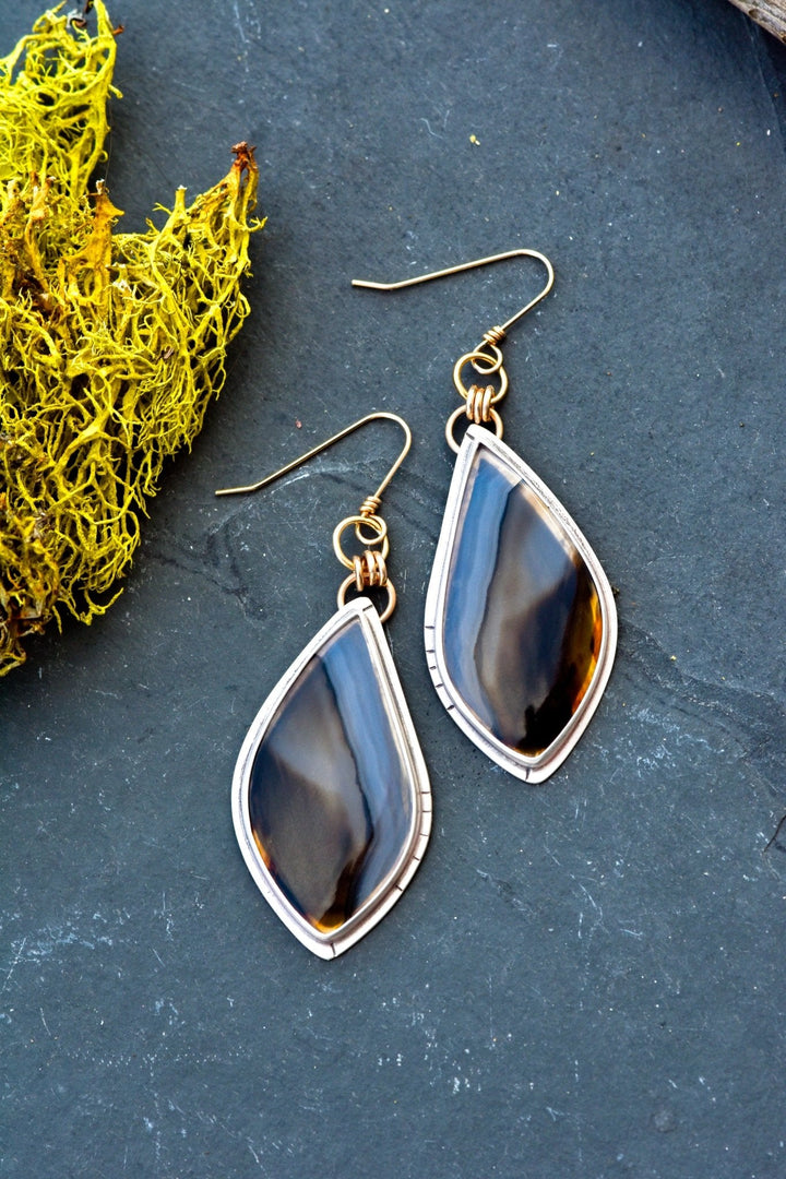 MONTANA AGATE CREPUSCULAR RAYS EARRINGS