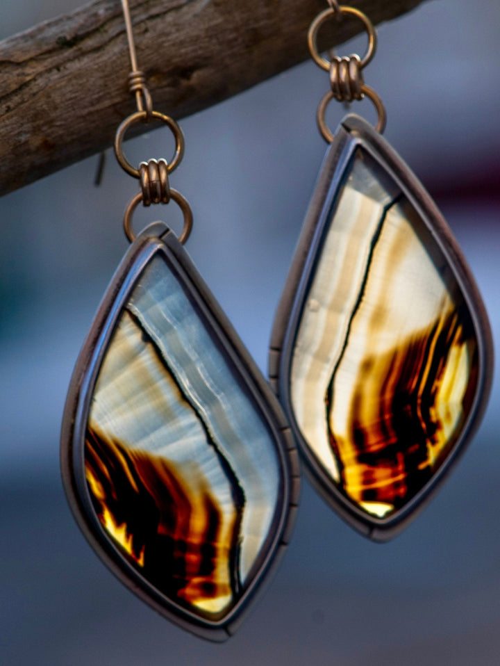 MONTANA AGATE CREPUSCULAR RAYS EARRINGS
