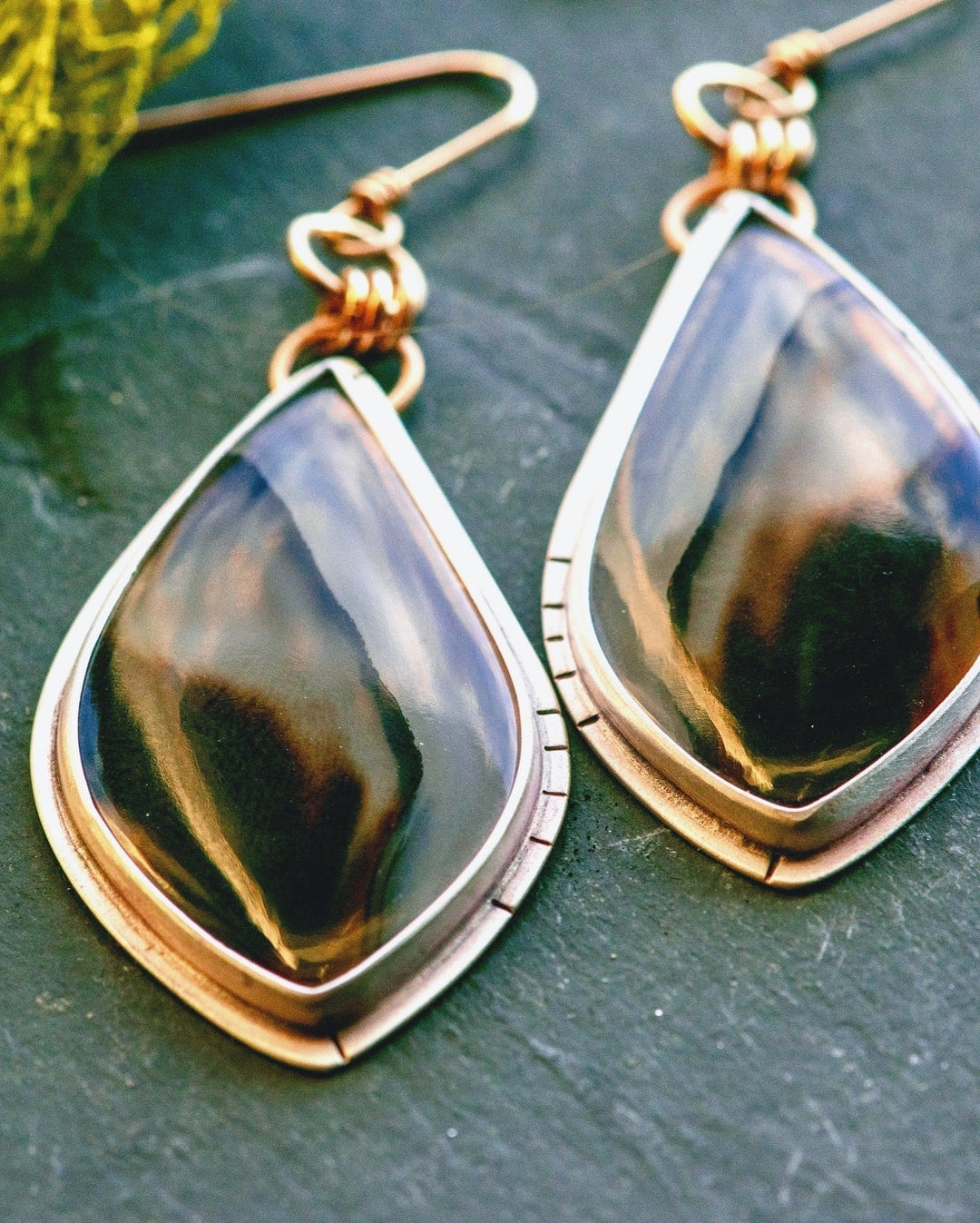 MONTANA AGATE CREPUSCULAR RAYS EARRINGS