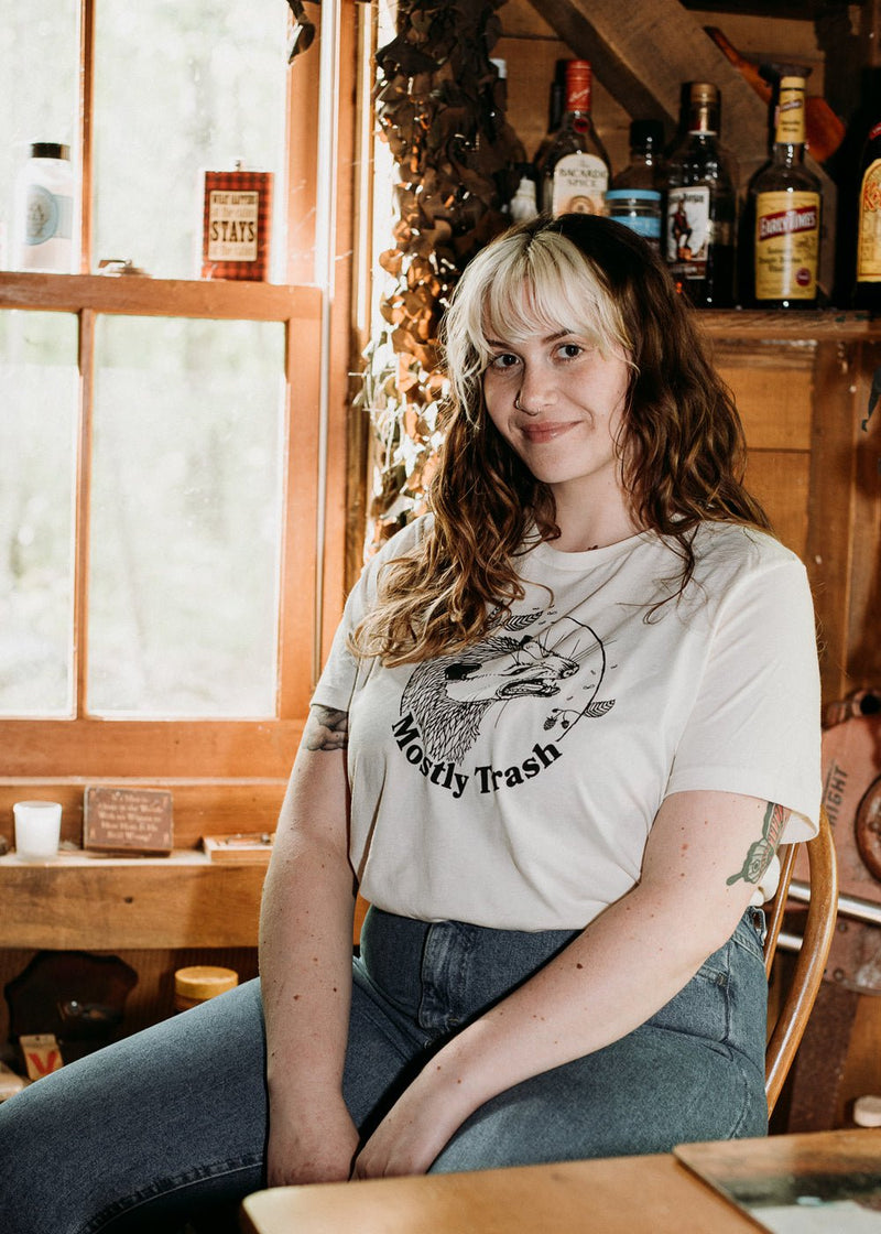 Mostly Trash - Relaxed Womens t-shirt in creme