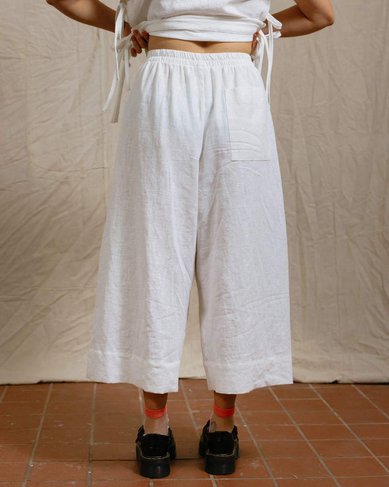 Mid Easy Pant in White Linen (RTS)