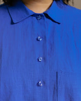 Boxy Collared Top in Cobalt Linen (RTS)