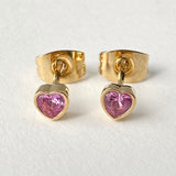 Pink Crystal Heart Stud Earrings