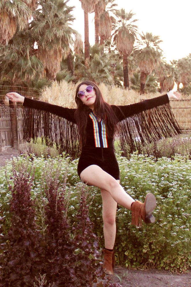 Rainbow Chaser Romper in Black
