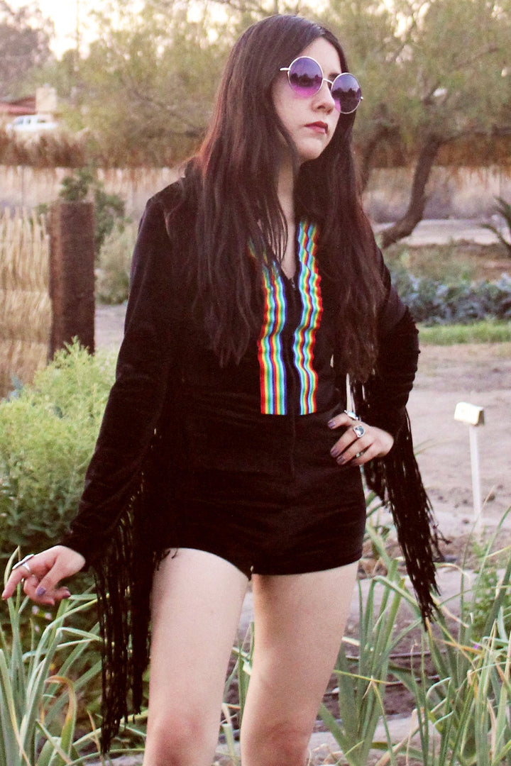 Rainbow Chaser Romper in Black