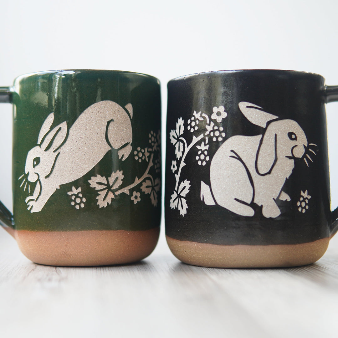 Rabbit Mug, Farmhouse Style Handmade Pottery