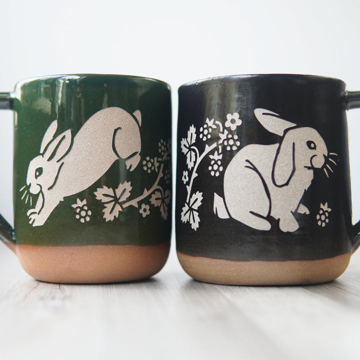 Rabbit Mug, Farmhouse Style Handmade Pottery