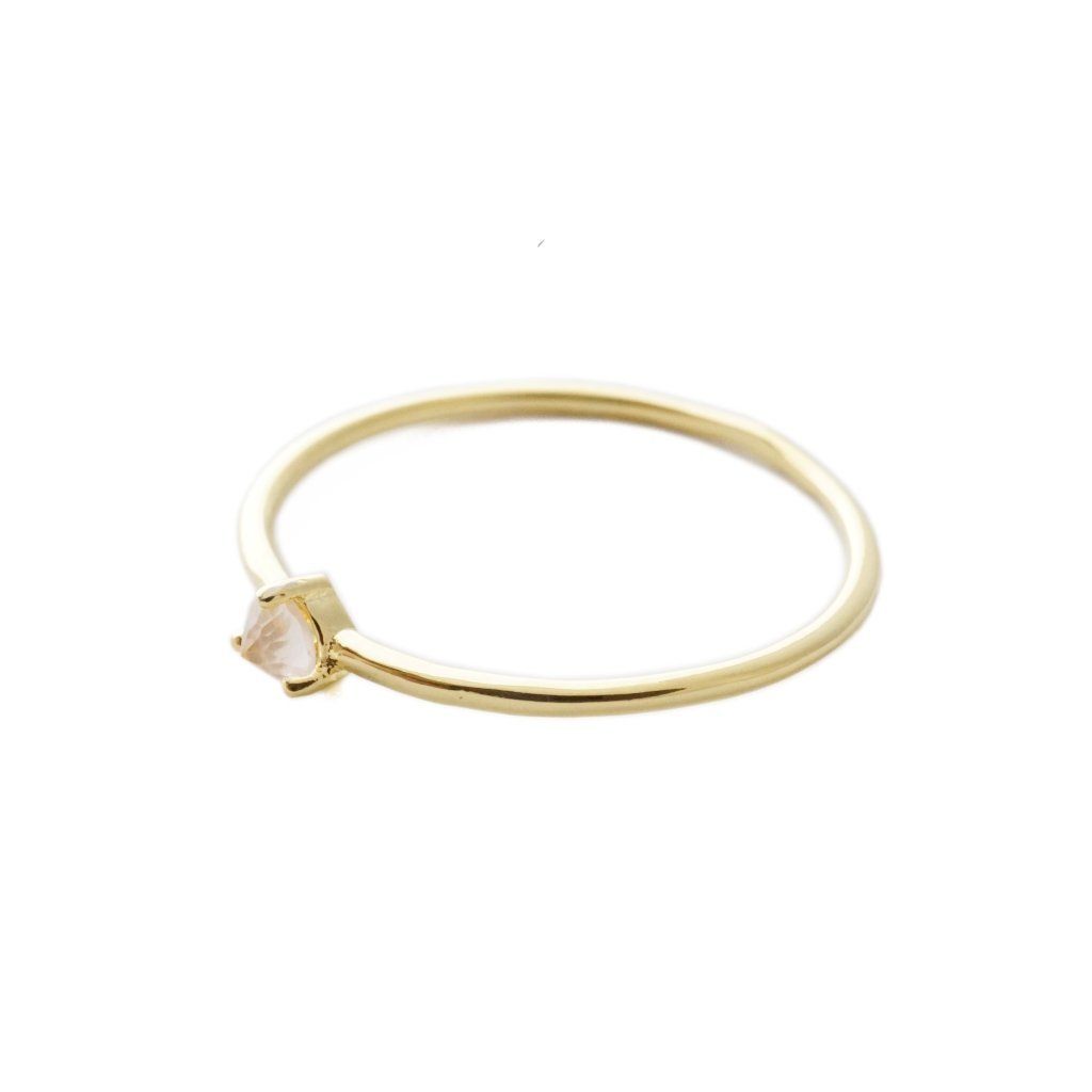 Rose Quartz Point Solitaire Ring