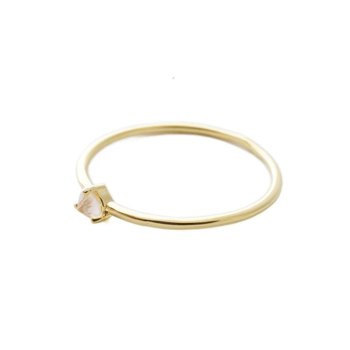 Rose Quartz Point Solitaire Ring