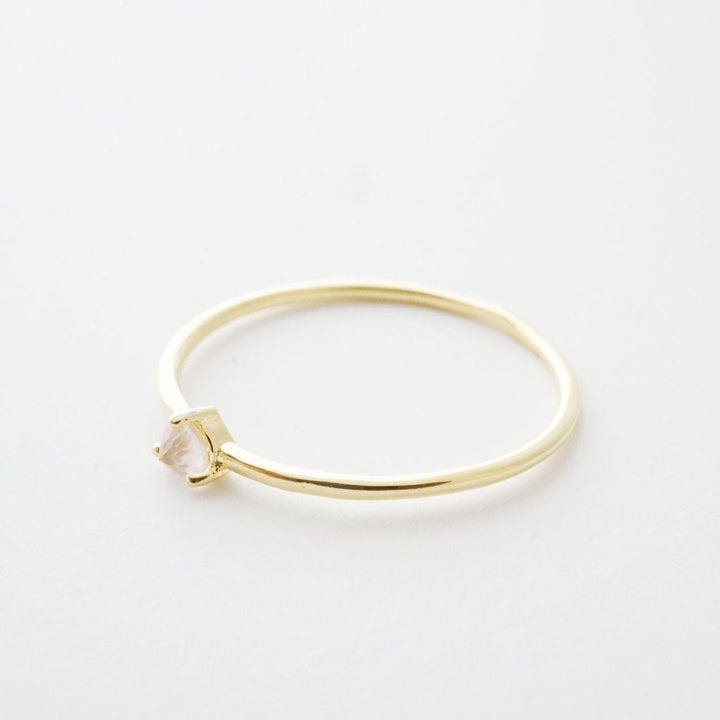 Rose Quartz Point Solitaire Ring