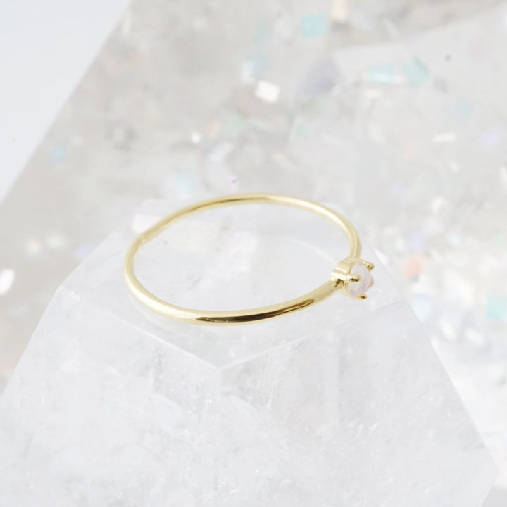 Rose Quartz Point Solitaire Ring