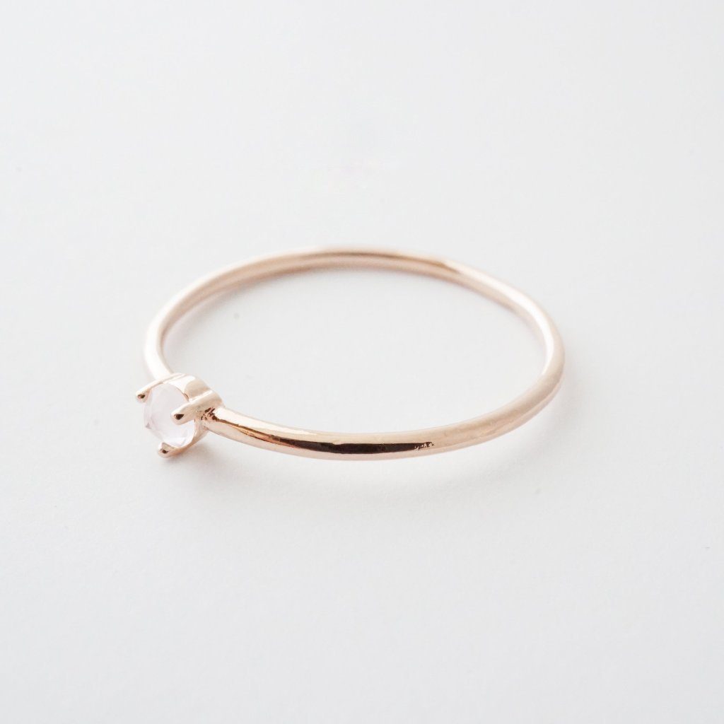 Rose Quartz Point Solitaire Ring