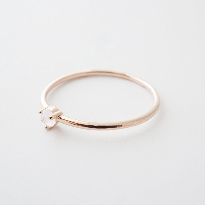 Rose Quartz Point Solitaire Ring