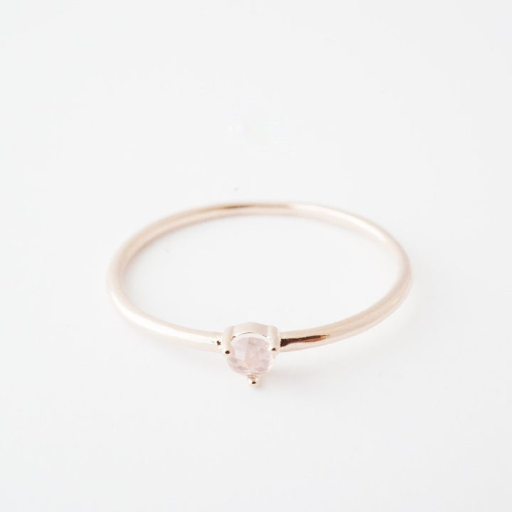 Rose Quartz Point Solitaire Ring