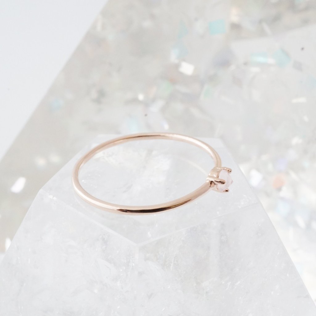 Rose Quartz Point Solitaire Ring