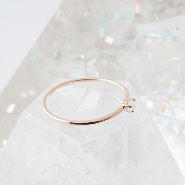 Rose Quartz Point Solitaire Ring