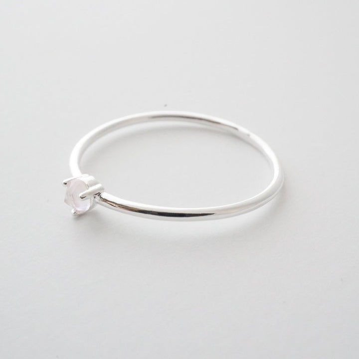 Rose Quartz Point Solitaire Ring