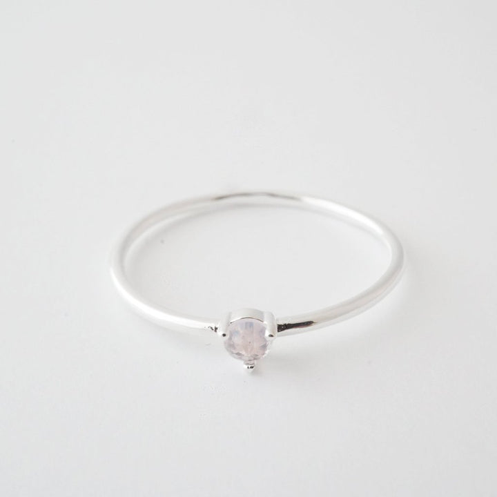 Rose Quartz Point Solitaire Ring