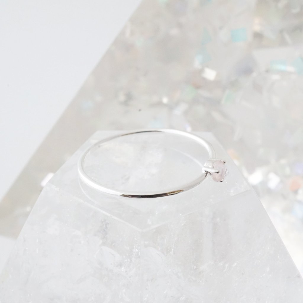 Rose Quartz Point Solitaire Ring