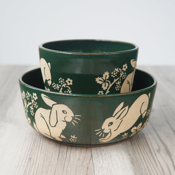 Rabbit Bowl, Farmhouse Style Handmade Pottery