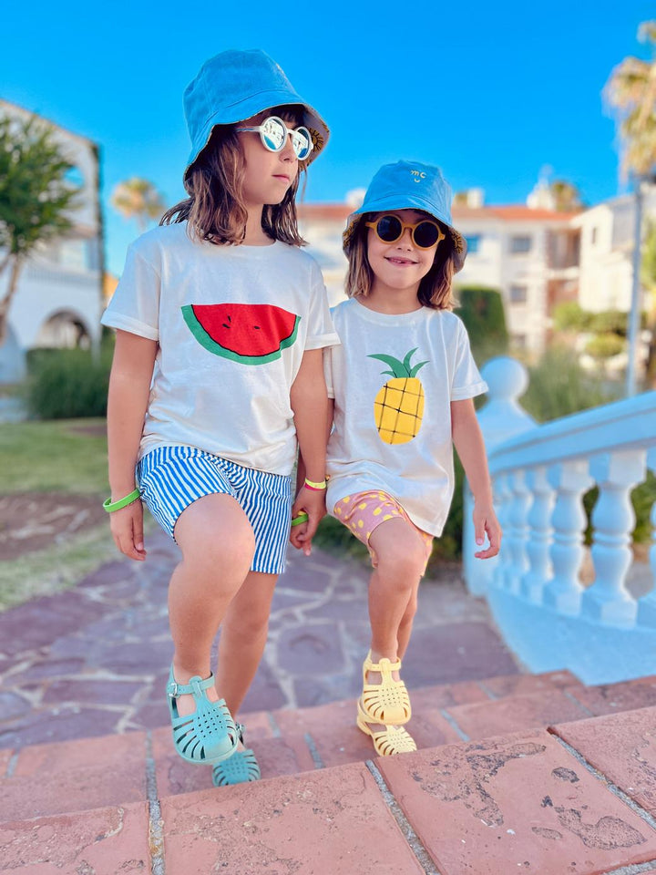 Recycled Cotton Watermelon Slice Kid T-shirt - Natural