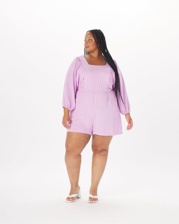 "Anna" Soft Cotton Babydoll Romper in Lilac