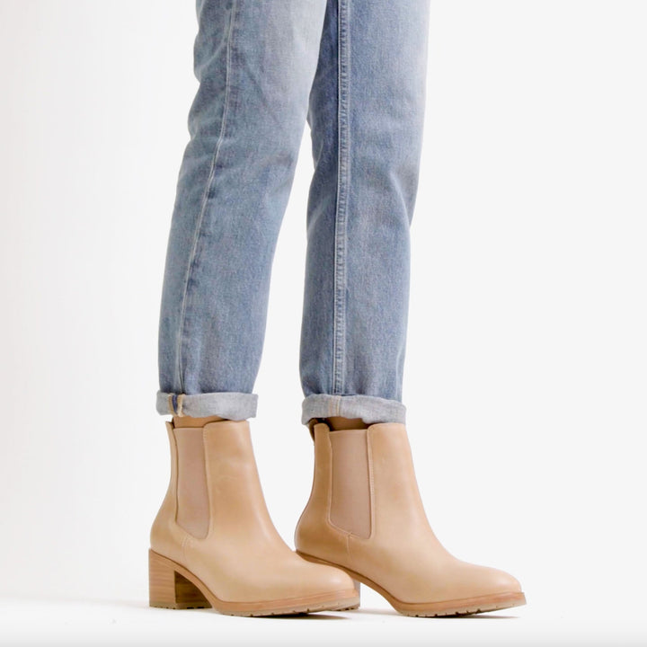 Ana Go-To Heeled Chelsea Boot Almond
