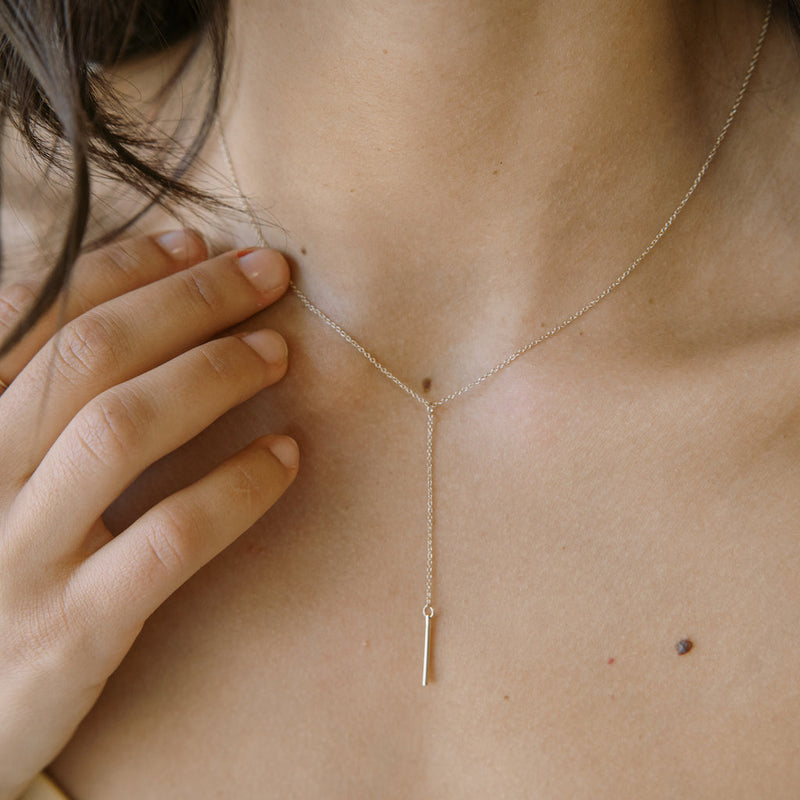 Whisper Thin Lariat Bar Necklace