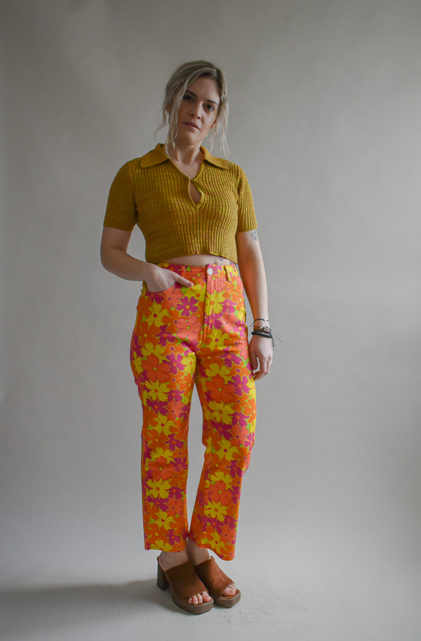 Prudence Organic Trippy Floral Print Joy Pants