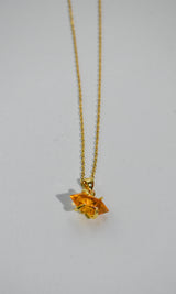 Hexagonal Crystal Gemstone & Brass Necklace
