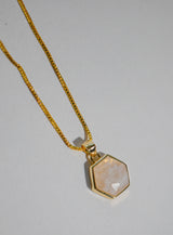 Faceted Hexagonal Gemstone & Brass Necklace