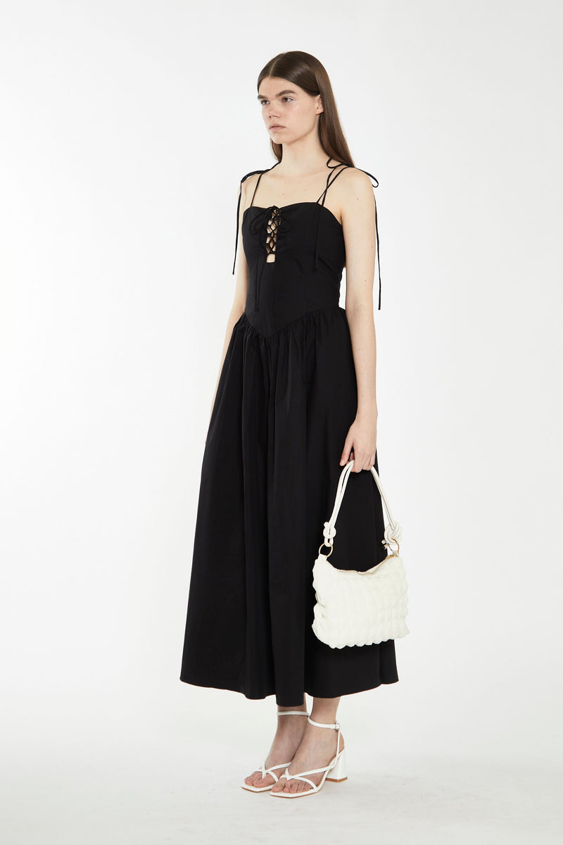 Tie Up Black Dress