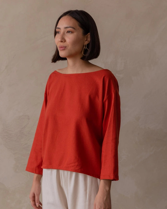 Rhoda Wrap Top in Blood Orange